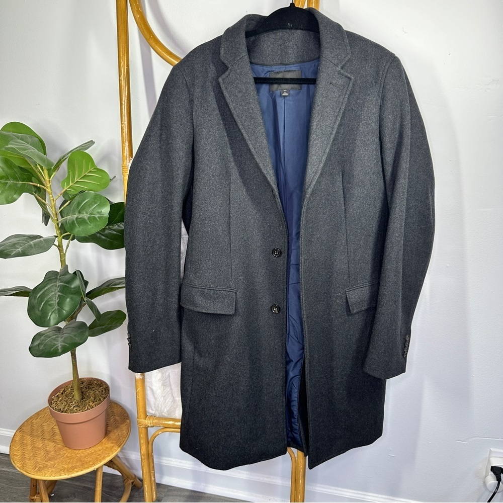 Mens Banana Republic Wool Charcoal Topcoat sz L Tall